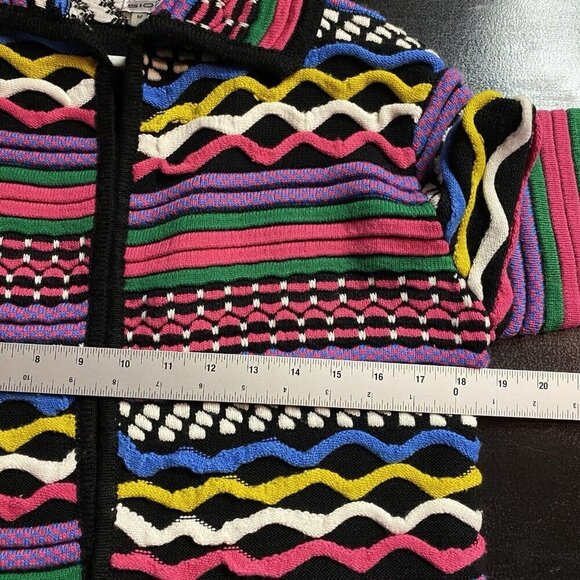Sioni Sweater Textured 3D Knit Open Front Long Cardigan Multicolor Coogi - Picture 8 of 10